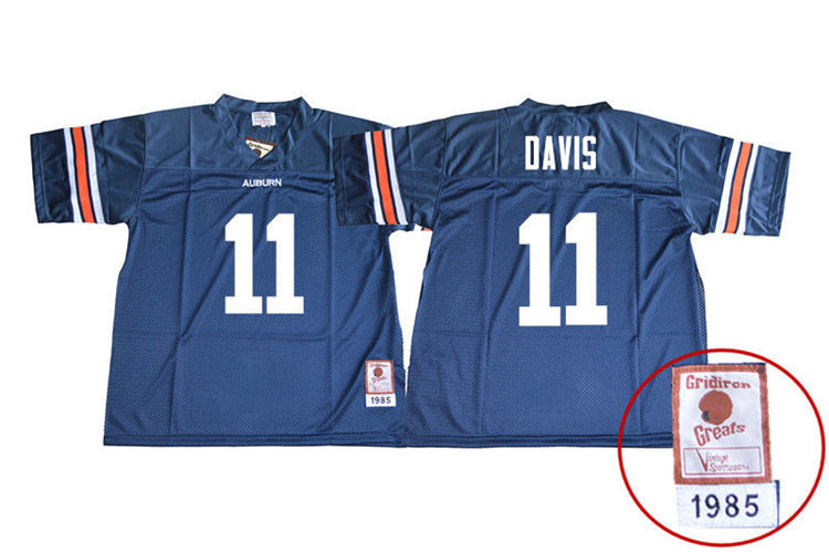 Auburn Tigers Men's Kyle Davis #11 Navy Stitched College 1985 Throwback NCAA Authentic Football Jersey ZXS1174GN